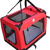 HugglePets Foldable Fabric Pet Crate Carrier Red Medium 60x42cm view 3