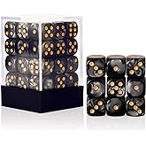 36 Pieces 12mm 6 Sided Mini Dice Set,Pearl Pattern D6 Game Dice Set,6 Sided Standard Game Dice for Board Games Dice Games Classroom Teaching Dices Game, with Portable Gaming Box(Black)