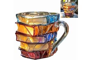 3D Stacked Books Coffee Mug,2026 Upgrade Painted Book Mug - to Colourful Novelty Book Lover for Teachers & Literary Friends, 