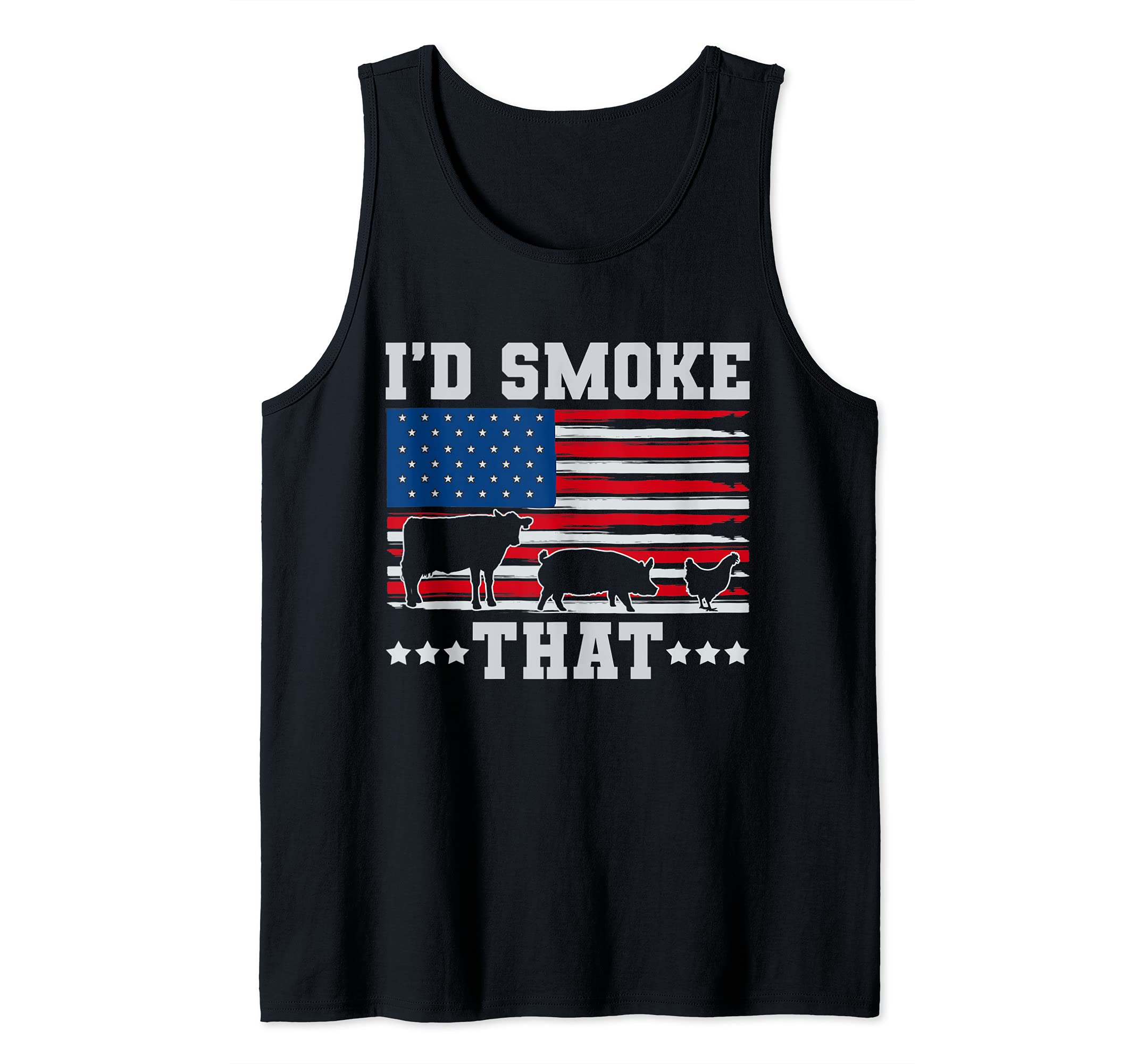 US Flag American Pride Smoked BBQ Id Smoke That Barbecue Tank Top