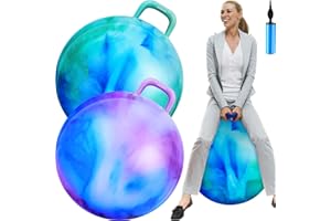 Lewtemi 2 Pcs 29 Inch Big Hopper Ball Jumping Hopping Inflatable Bouncing Ball with Handle and Air Pump for Adults Carnival Outdoor Sports Game(Blue Green Cloud, Blue Purple Cloud)