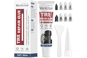 VERECLUE Tire Repair Glue, 50ml Tire Sidewall Repair Kit, Black Rubber Cement Plug Glue, Two Sizes Rubber Nail Repair Car Truck Motorcycle Tractor Mower ATV