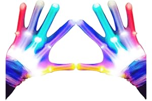 GLEDLOVES LED Gloves, LED Light Gloves, Kids Ages 3-12, White, Nylon/Polyester Blend