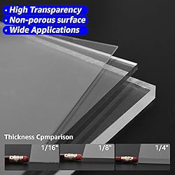 Art3d (2 Pack) 1/4" Thick Plexiglass Sheets - 12" x