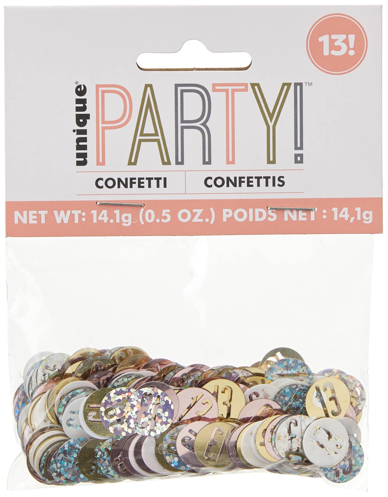 Unique 84944 Birthday Confetti Cutouts-5 oz. | Glittery Rosegold| 1 pack, Rose Gold, Age 13