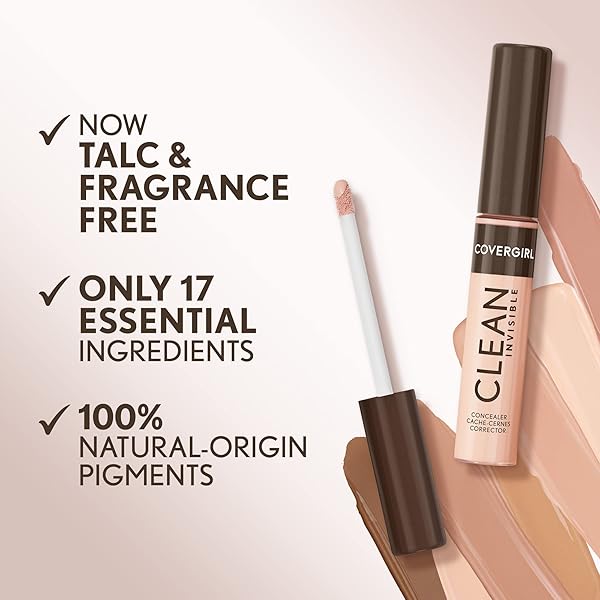COVERGIRL CLEAN INVISIBLE CONCEALER, LIGHTWEIGHT, HYDRATING, VEGAN FORMULA, BRONZE 185, 0.23OZ