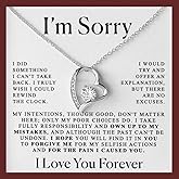 LUXUS™ 18K White Gold Heart Necklace with Cubic Zirconia – Valentine’s Day Apology Gift for Her, Romantic Love Necklace for Girlfriend or Wife