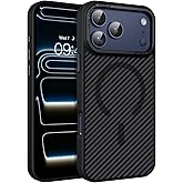 BENTOBEN Carbon Fiber for iPhone 17 Pro Case 2025 [Compatible with MagSafe] Magnetic Fashion Phone Case iPhone 17 Pro 6.3" Slim Thin Smooth TPU Bumper with Drop Protection Women Men Cases Cover, Black