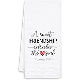 FOPENEM Christian Friendship Gifts for Women Kitchen Towels, a Sweet Friendship Refreshes The Soul Decorative Hand Towels for Bathroom, Gifts for Best Friends Bestie BFF Dish Tea Towel, 16x24 Inch