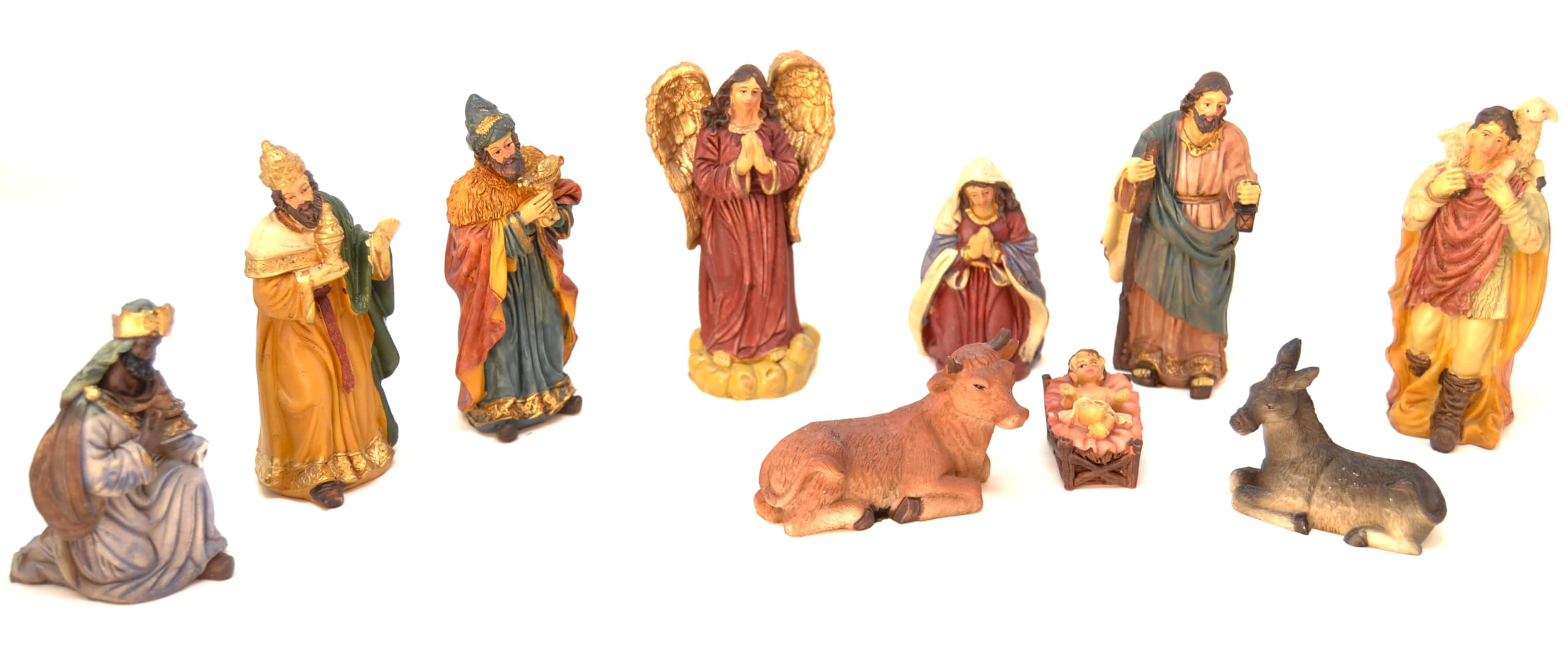 Z1 10 x Christmas Figurines 12.5 cm Set of Nativity Scene Figurines Animals Birth of Jesus 3 Kings Nativity Offices God