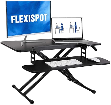 Sports & Outdoors - FLEXISPOT 31 inch Standing Desk Converter | Height Adjustable Stand Up Desk Riser, Black Home Office Desk Laptop Workstation with Removable Keyboard Tray (M18M)