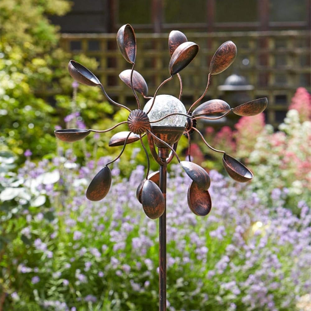 Gemini Wind Spinner with Solar Crackle Globe