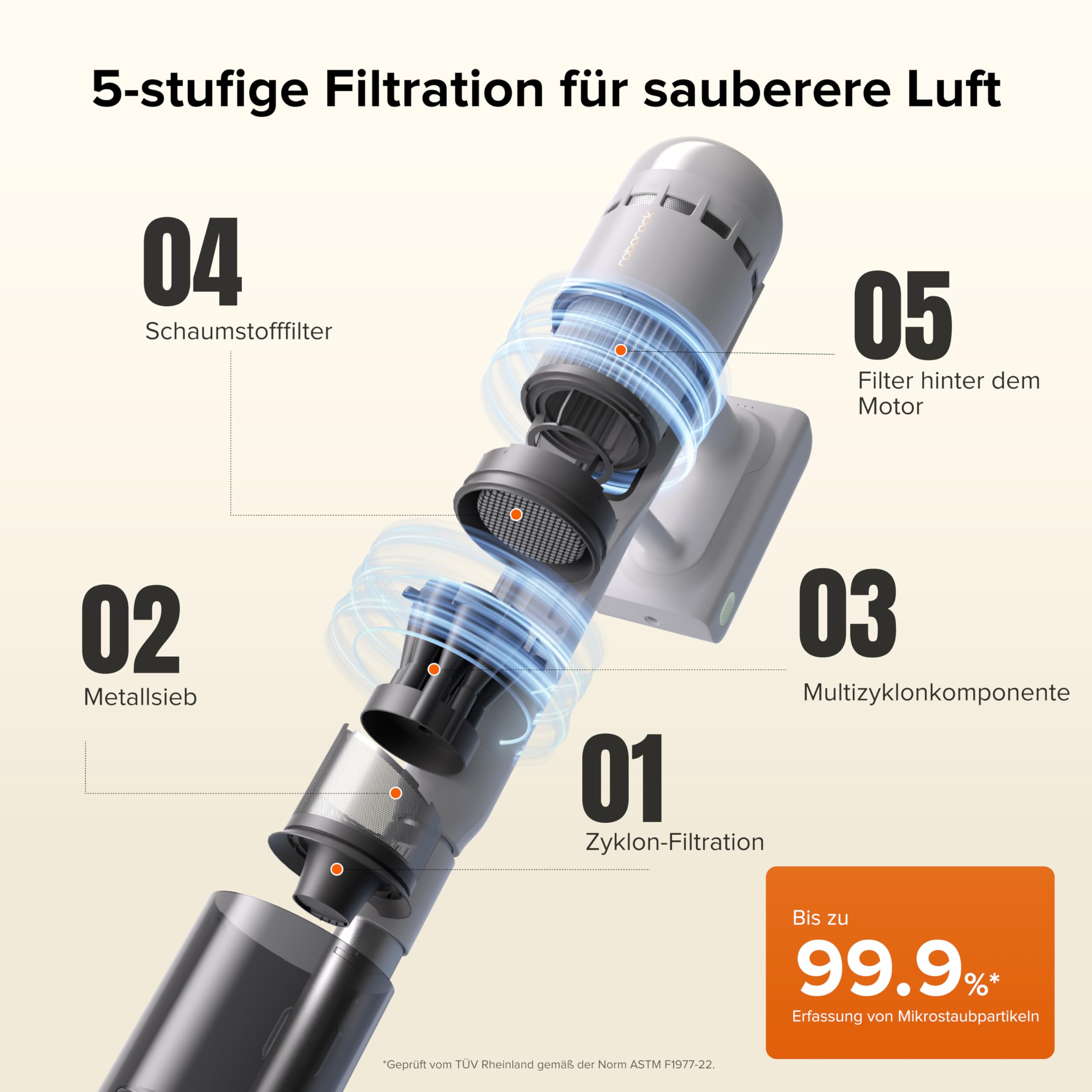 roborock H60 Hub Akku Staubsauger mit Absaugstation, 27000Pa/300W/60 Min Akkusauger mit Absaugstation, Staubsauger kabelos mit Anti-Tangle Bürste für Teppiche, Hartböden, Tierhaare, Auto 7
