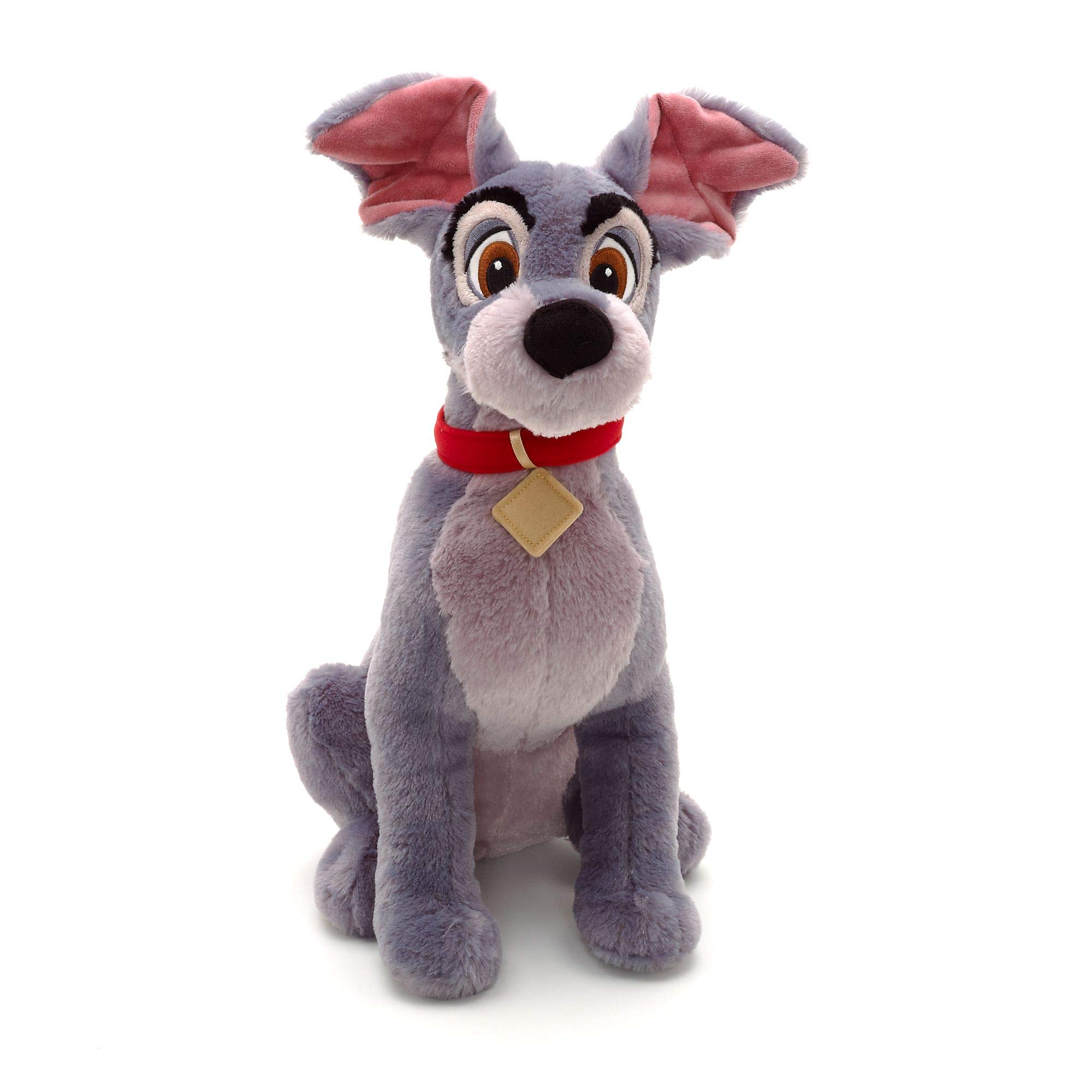 Disney Store Official Tramp Medium Soft Toy, Lady and The Tramp, 36cm/14โ, Grey Dog Plush Character Figure with Red Collar Embroidered Details, Suitable for Ages 0+ โ image 1