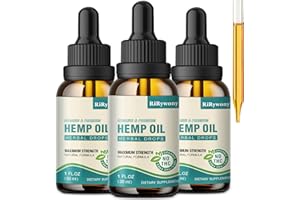 RIRYWONY HEALTH （3 Pack） Hemp Oil High Potency -Maximum Strength Organic Hemp Drops for aldult Natural Relax - Relief Good Mood- Hemp Oils Tincture with Vegan,Non-GMO,Grown and Made in USA (Natural)