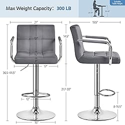 Yaheetech Velvet Bar Stools Set of 4, Adjustable