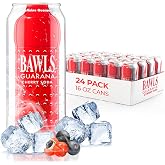 BAWLS Guarana Cherry, BAWLS Guarana Drink, Guarana Soda, Guarana Fueled Soda for Energy, High Energy Caffeinated Drink, 16oz 24 Pack Cans