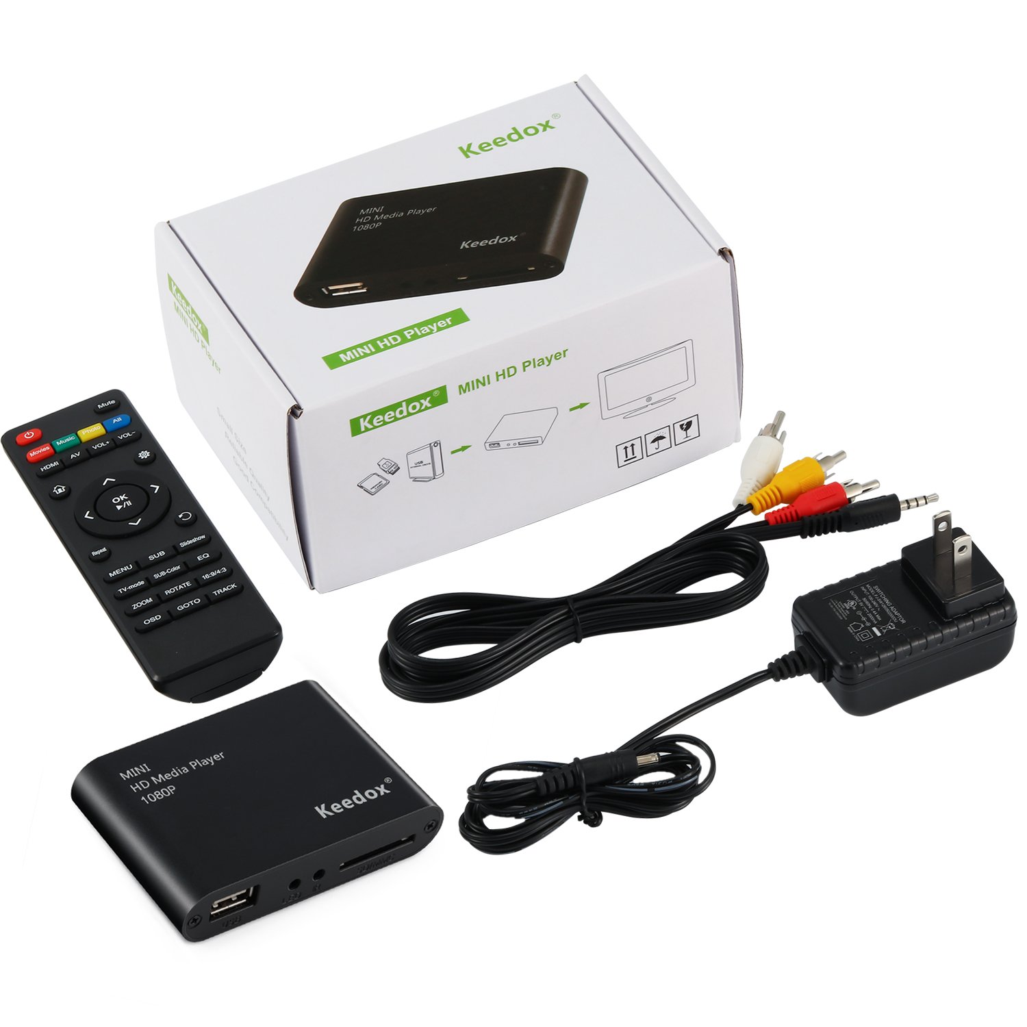 Keedox Mini Multi Media Player Upscaling Full HD 1080P HDMI/AV Out SDHC