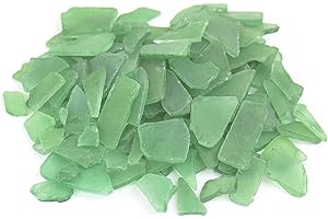 CYS EXCEL Sea Glass 16 Ounces Dark Green | Multiple Color Choices Crushed Glass Vase Filler | Aquarium Nautical Décor for Art Crafts Flat Frosted Dyed Color Stone
