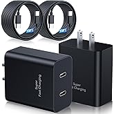 45W Samsung Super Fast Charger,2Pack Dual Port Samsung Charger Fast Charging,Quick Double Type C Android Phone Charger Block 10FT Long USB C Cable for Samsung Galaxy S25 Ultra/S25/S24+/S23/S22/S21/S20