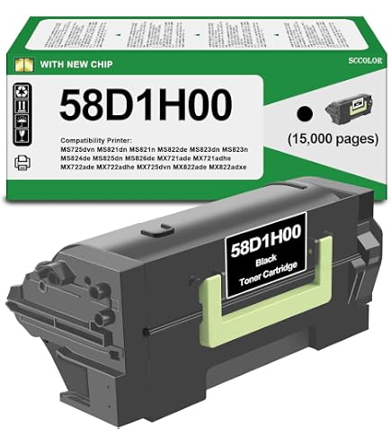 Amazon.com: 58D1H00 Black High Yield Toner Compatible with Lexmark