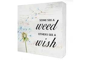 HDKY Some See a Weed Others See a Wish Wood Box Sign Home Decor Rustic Spring Quote Wooden Box Sign Block Plaque for Wall Tabletop Desk Home Decoration
