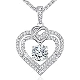 OOBEE Valentines Day Gift Moissanite Heart Necklaces for Women, 1- 4 Carat Moissanite 925 Sterling Silver 14K Gold Plated Pendant Necklace, Ideal Anniversary Birthday Christmas Mothers Day Jewelry Gifts for Mom Wife Her Girlfriend Daughter