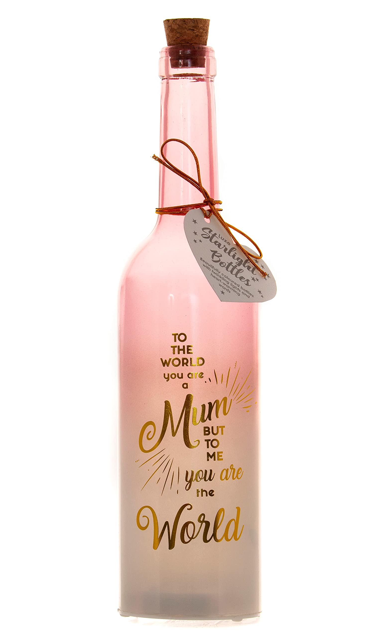Boxer Gifts Mum You are The World Light-Up LED Starlight Bottle | Meaningful Gift for Mother's Day, Soft Coral