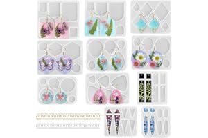 ResinWorld Earrings Molds with Varieties of Shapes and Sizes, 171Pcs Resin Jewelry Making Kit, Stud Dangle Drop Earrings Resin Molds with Hole