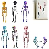Skeleton Refrigerator Magnets, Poseable Skeleton Fridge Magnet, Mini Skull Fridge Magnets with Movable Joints, 3D Printed Articulated for Halloween Refrigerator Locker (Set I)