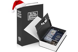 KYODOLED Diversion Book Safe with Combination Lock, Secret Hidden Metal Lock Box,Money Hiding Collection Box,9.5" x 6.2" x 2 .2" Black Large