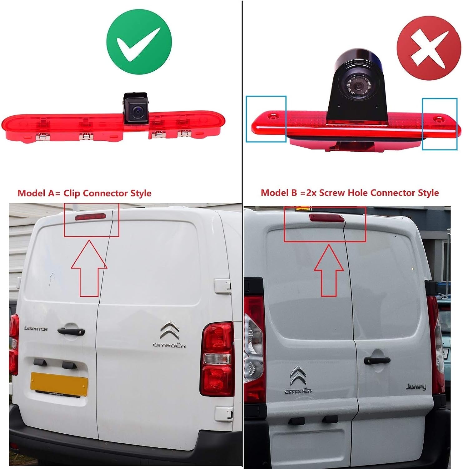 3RD Brake Light Rear View Backup Parking Reversing Camera With 4.3 Inch LCD Monitor Kits for Peugeot Expert 3, Traveller - Image 5
