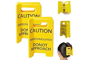 2Pcs Yellow Overstimulated Caution Sign Hair Claw Clip,Do Not Approach Sign Claws Clips,for Thick Hair, Funny Gift for Cowork