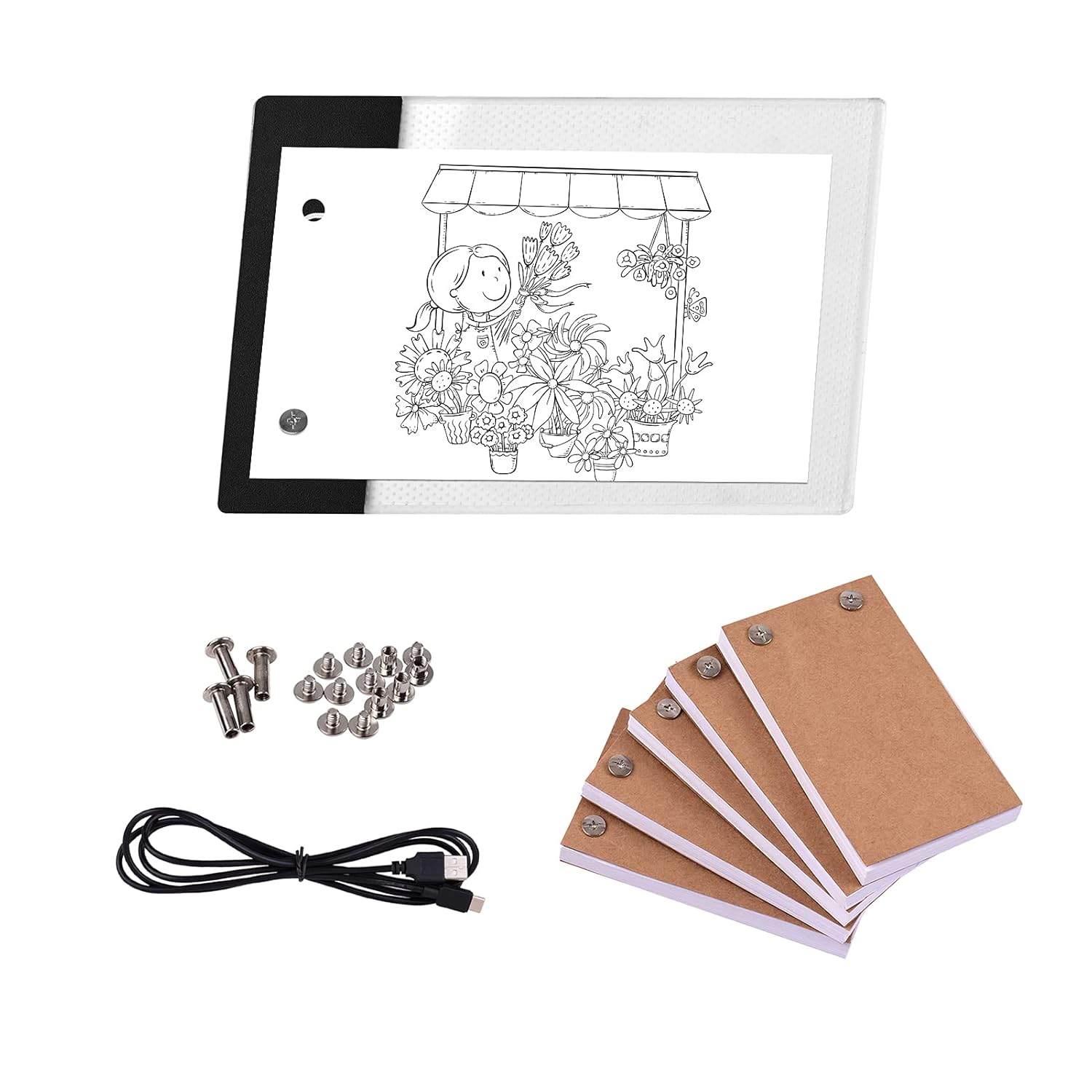 Flip Book Kit with Mini LED Light Pad Hole Design 3 Level Brightness