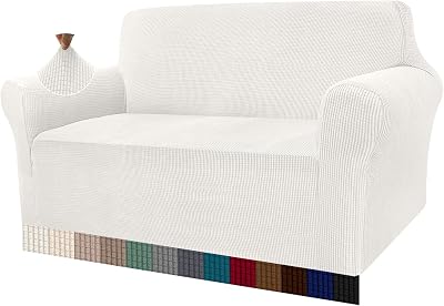 Granbest High Stretch 2 Seater Sofa Cover Creamy White Jacquard Slipcover