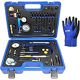ZKTOOL 47PCS Compression &amp; Leakage Test Kit for HDI, TDCi Pumpe Duse Engine | 0-725PIS, Petrol &amp; Diesel Dual Gauge Engine Compression Tester Kit, Automotive Cylinder Leak Down Tester Kit