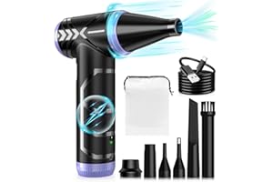 HOTFIEN Compressed Air Duster, 150000RPM Stepless Speed Tiny Electric Cleaner for Keyboard, PC Deep Cleaning, Replace Compressed Air Can-No Canned Air Duster, Rechargeable Air Blower - Fantasy Purple