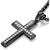 YL Men's Cross Necklace 316L Stainless Steel Jesus Ankh Pendant Rolo Chain Jewelry