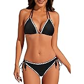 American Trends Women's String Triangle Bikini Two Piece Bikini Sets for Women Sexy Swimsuit Halter Top Bathing Suit