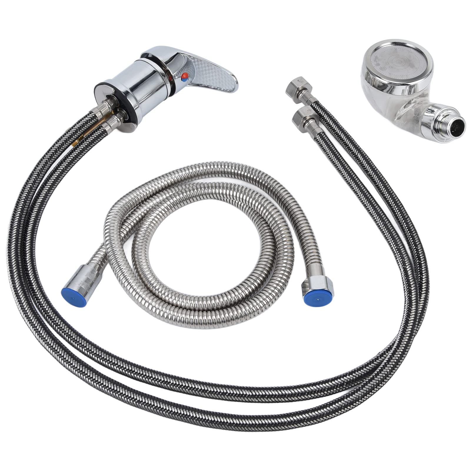 Shampoo Bed Faucet with Sprayer Head, Mixer Tap Set for Salon Sink & Backwash Unit, Zinc Alloy Basin Shower with Flexible Hose for Professional Hair Salon and Barber Shop