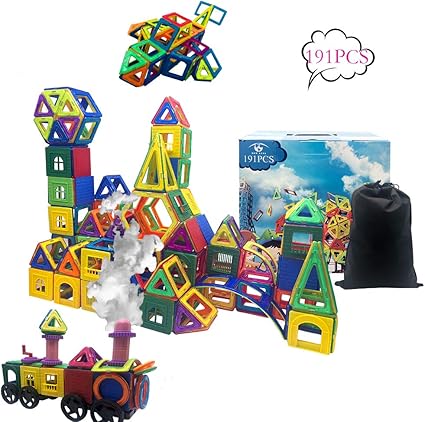 Amazon.com: New Eyes - Juego de bloques magnéticos de 191 piezas, bloques de construcción de imán, construcción creativa, juego de baldosas magnéticas divertidas para niños y niñas: Toys \u0026 Games