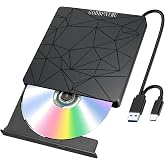 GODBPNYMU External DVD Drive USB 3.0 USB-C CD Burner CD/DVD Player | Portable CD DVD Disc Copier for Laptops and PC Plug &amp; play Compatible with Windows 7/8/10/11, Linux, and Mac OS