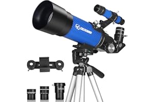 Celticbird Telescopes for Kids Beginners, 70mm Aperture 400mm Astronomical Refracting Telescope for Adults Students - Travel Telescope with Tripod, Phone Adapter, Barlow Lens (Blue)