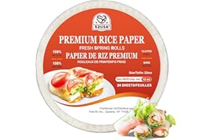 52USA Rice Paper, 1 Pack, Fresh Spring Rolls & Dumplings, 34 Sheets, Gluten-Free, Vegan, Low Carb, Vietnamese Wraps (Round, 2