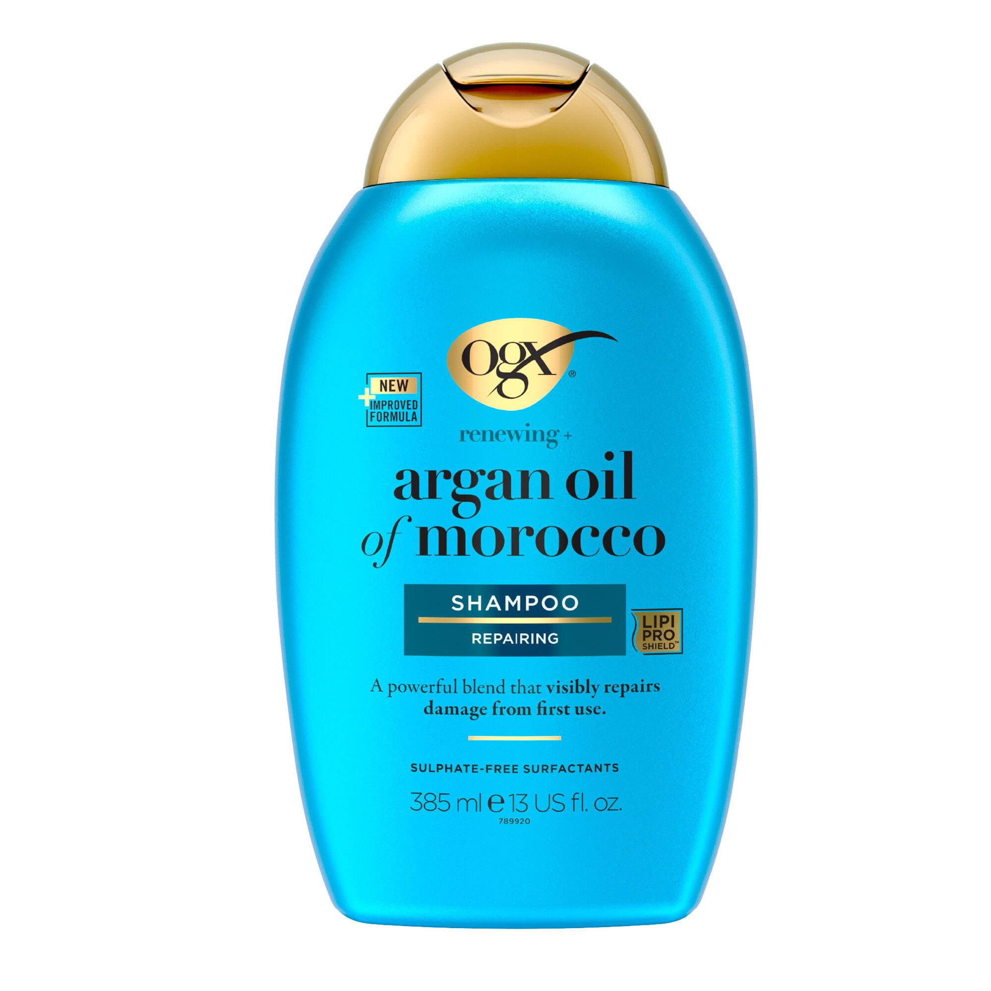 OGX Argan Oil of Morocco Repairing Shampoo, Moisturises, Restores and Strengthens, for Dry and Damaged Hair, Sulfate Free Surfactants, 385ml, packaging may vary