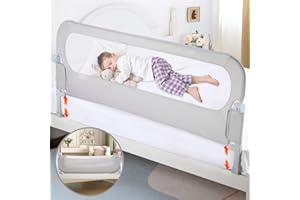 NUTIKAS Bed Rail for Toddlers King Size Bed - 59 In Toddler Guard Rails for Queen, Full,Twin, Crib, Bunk Size Bed Adjustable Heights & Swing Down Bedrail Extral Tall Child Safety Side Railing Guards for Kids