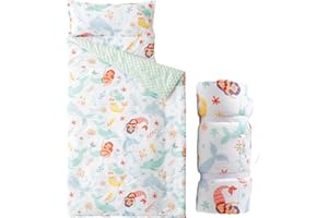 Bunnikins & Clover Toddler Nap Mat with Removable Pillow, Nap Mats for Preschool, Easy Clean Toddler Nap Pad for Kindergarten, Kids Sleeping Bag for Travel Camping