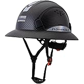 LOHASWORK Full Brim Hard Hat, OSHA Construction Work Approved, ABS Safety Helmet with 6 Point Adjustable Ratchet Suspension Industrial Work