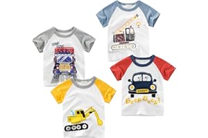 DEEKEY Toddler Boys Shirts Short-Sleeve Little Kids t Shirts Boys' Tops, Tees & Shirts Graphic TEE Age for 2-7 Years 4-Pack