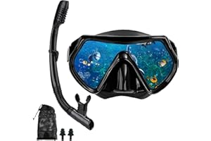 DIPUKI Snorkel mask Snorkeling Set for Adults and Youth, Diving mask and Full Dry Snorkel Swim Googles is Suitable for Snorkeling, Dive Scuba Diving, Swimming
